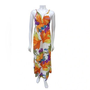 Kokomo Unlimited Floral Vibrant Sleeveless Maxi  Dress Size Large